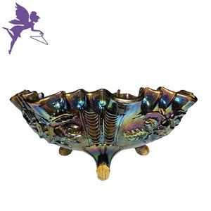 VINTAGE MCM 1950's Imperial Carnival Glass Three Footed Pedestal Bowl